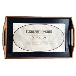 Sudberry House Serving Tray Needlework Brown Hardwood 18.5" x 12" NEW No Glass